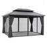 3x4.25m Gazebo Hardtop Steel Roof Outdoor Pavilion Grey Aluminium Frame