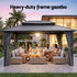 3x4.25m Gazebo Hardtop Steel Roof Outdoor Pavilion Grey Aluminium Frame