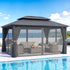 3x4.25m Gazebo Hardtop Steel Roof Outdoor Pavilion Grey Aluminium Frame