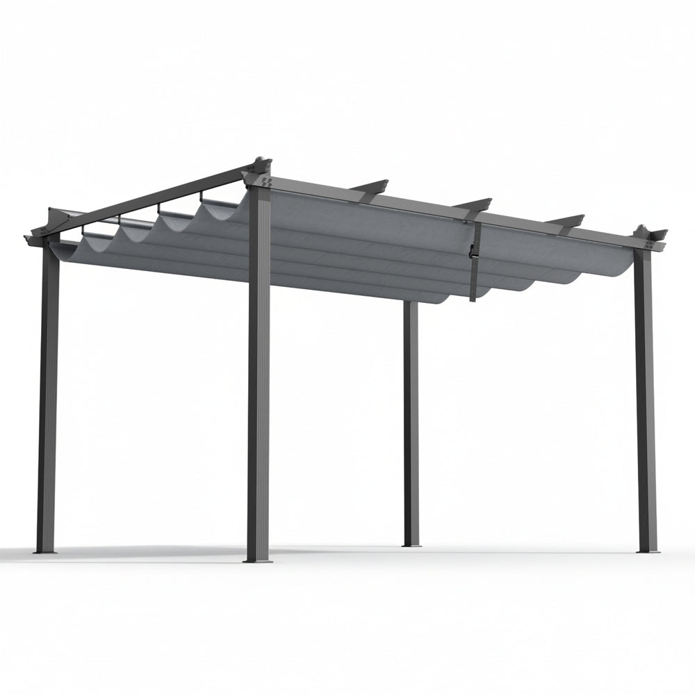 Gazebo Outdoor Garden Pergola Aluminium Frame Adjustable Canopy 3x4m Grey