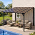 Gazebo Lean-To Pergola Garden Patio Polycarbonate 356cm X 275cm Brown