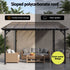 Gazebo Lean-To Pergola Garden Patio Polycarbonate 356cm X 275cm Brown