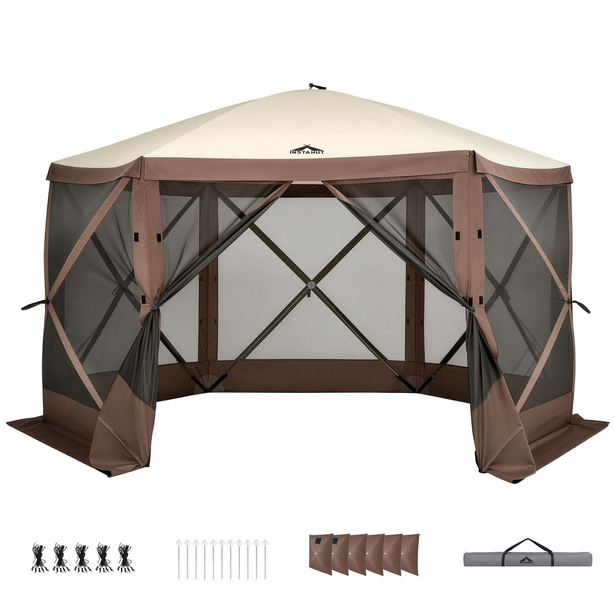 Gazebo Pop Up Tent 3.6x3.6m Outdoor Marquee Camping Screen w/Curtain Net