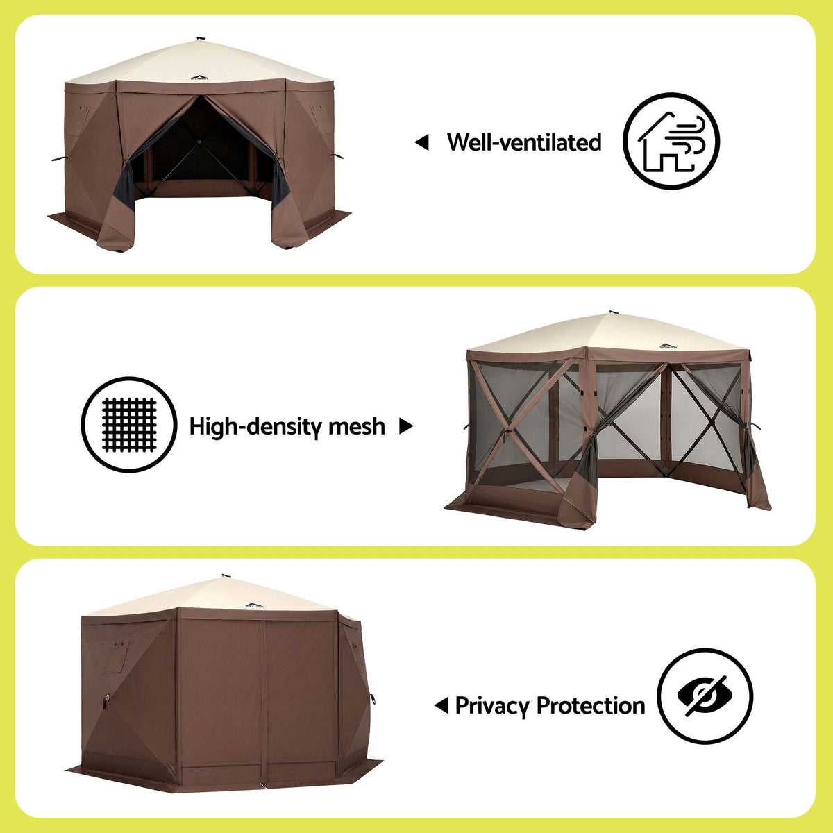 Gazebo Pop Up Tent 3.6x3.6m Outdoor Marquee Camping Screen w/Curtain Net