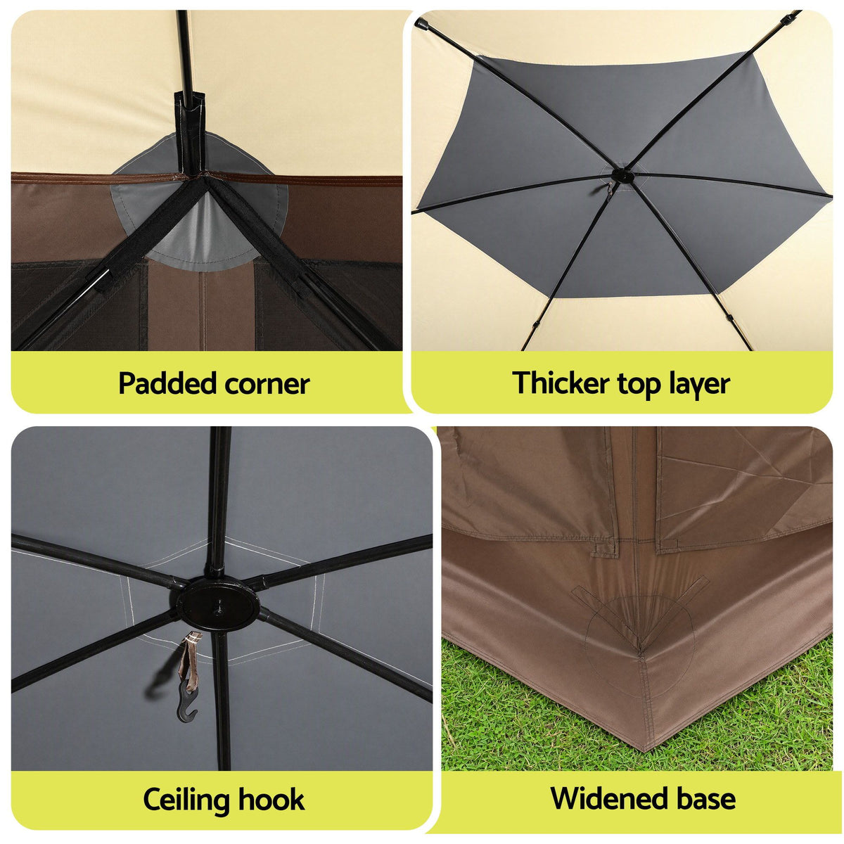 Gazebo Pop Up Tent 3.6x3.6m Outdoor Marquee Camping Screen w/Curtain Net