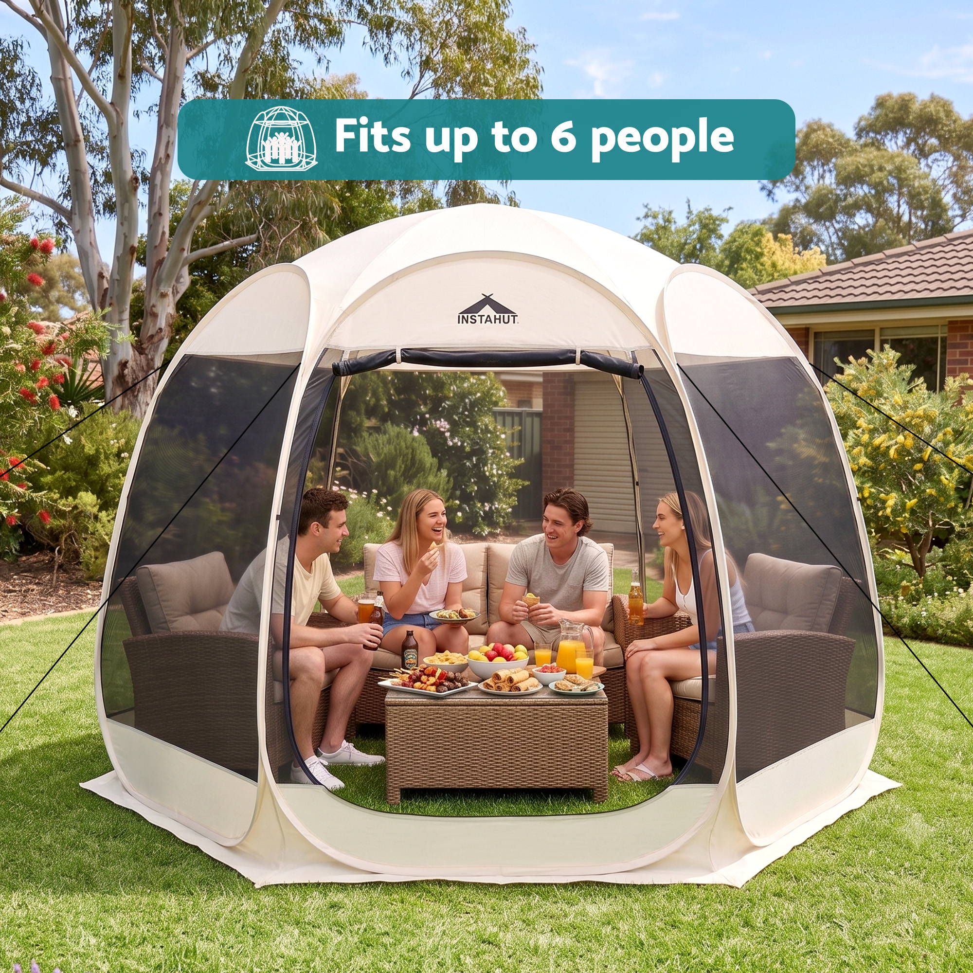 Gazebo Pop Up Tent 2.7x1.35m Outdoor Marquee Camping Screen 6 Sided