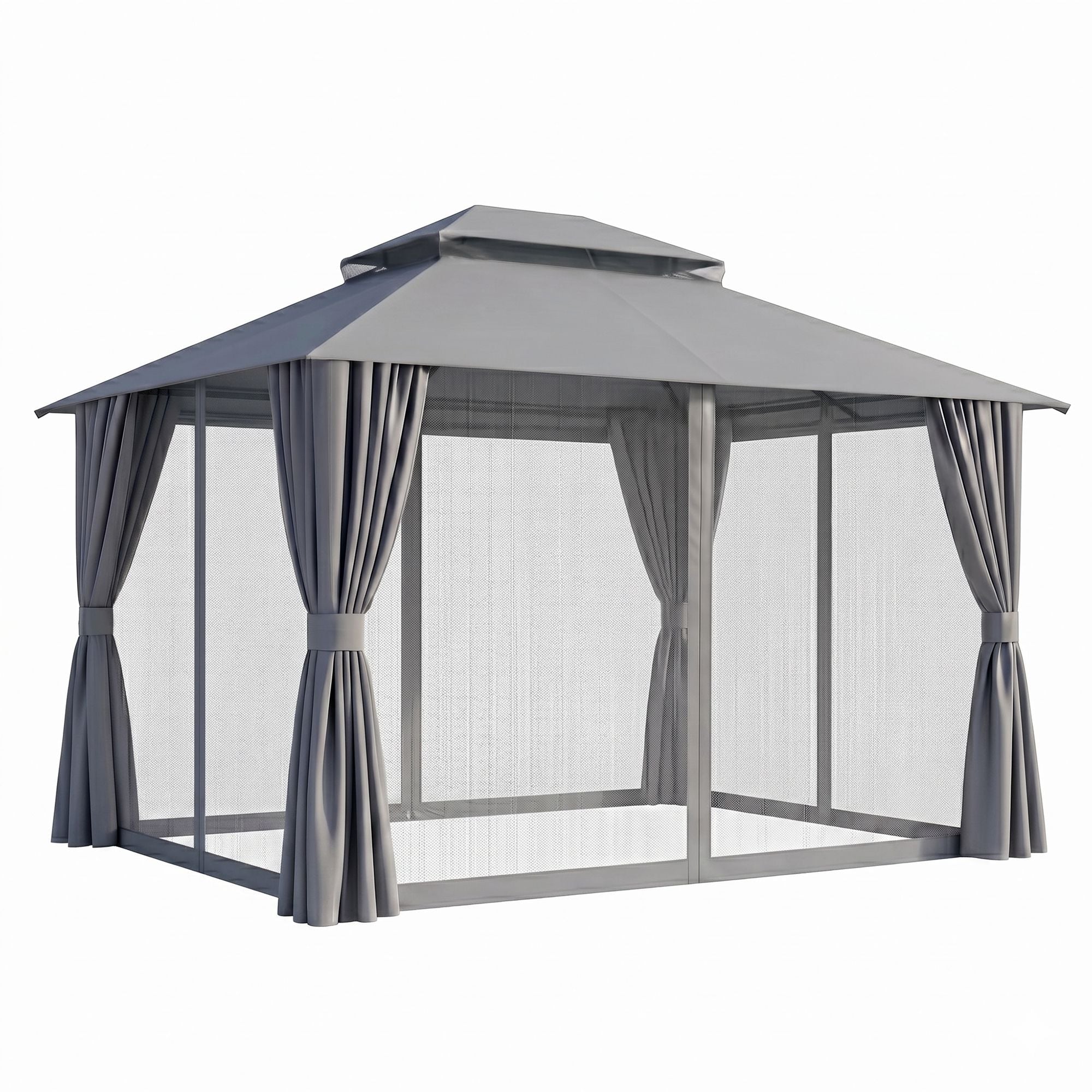 Gazebo 3x3m Canopy Outdoor Steel Frame Patio Tent Curtains Marquee Grey