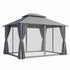 Gazebo 3×3m Outdoor – Steel Frame Canopy with Curtains & Mesh (Grey)