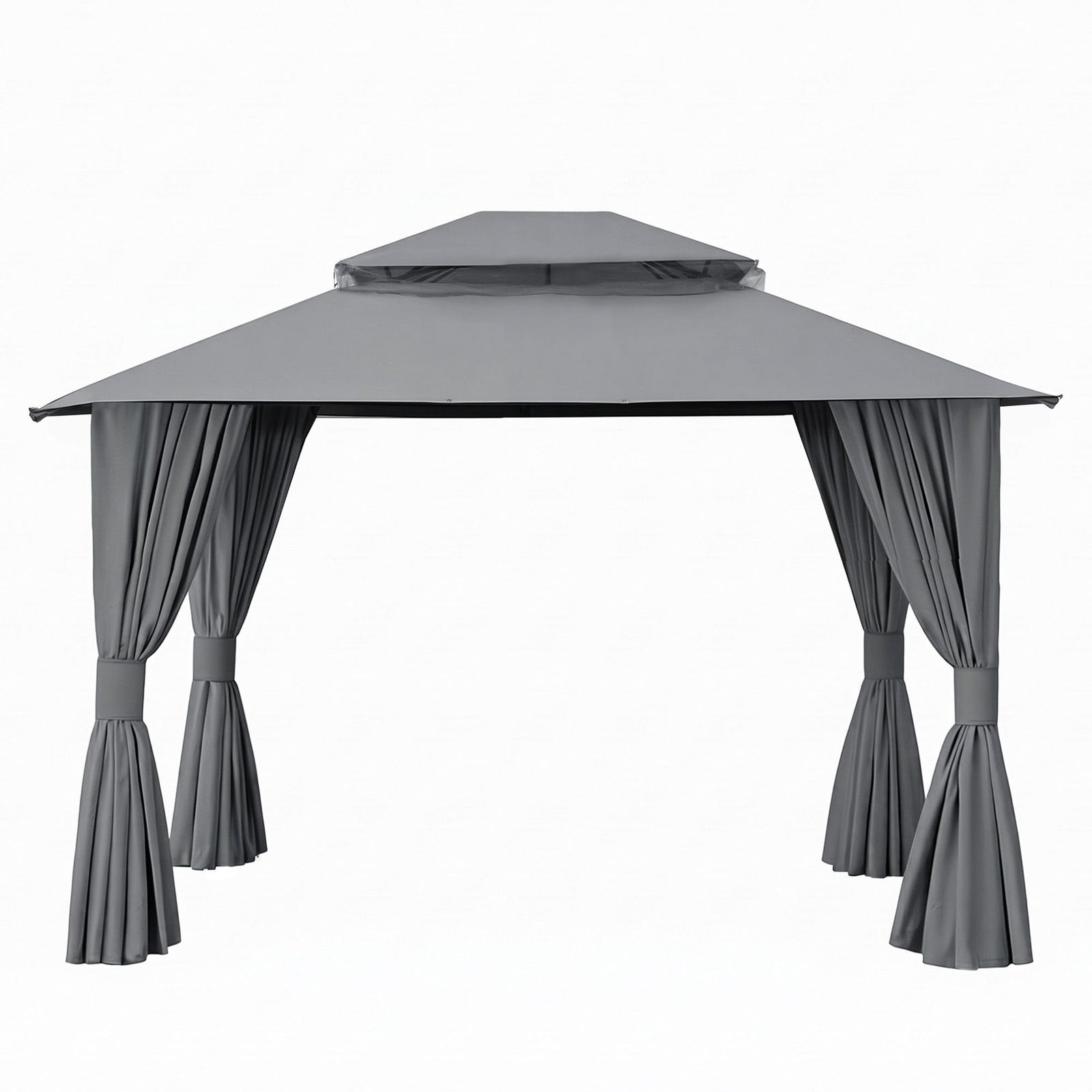 Gazebo 3×3m Outdoor – Steel Frame Canopy with Curtains & Mesh (Grey)