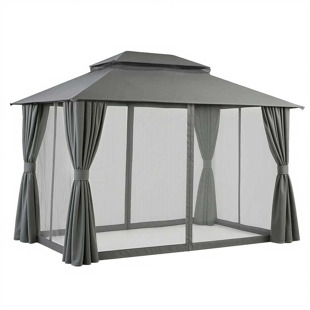 Instahut 3x4m Gazebo with Curtains and Mosquito Mesh, Outdoor Patio Tent