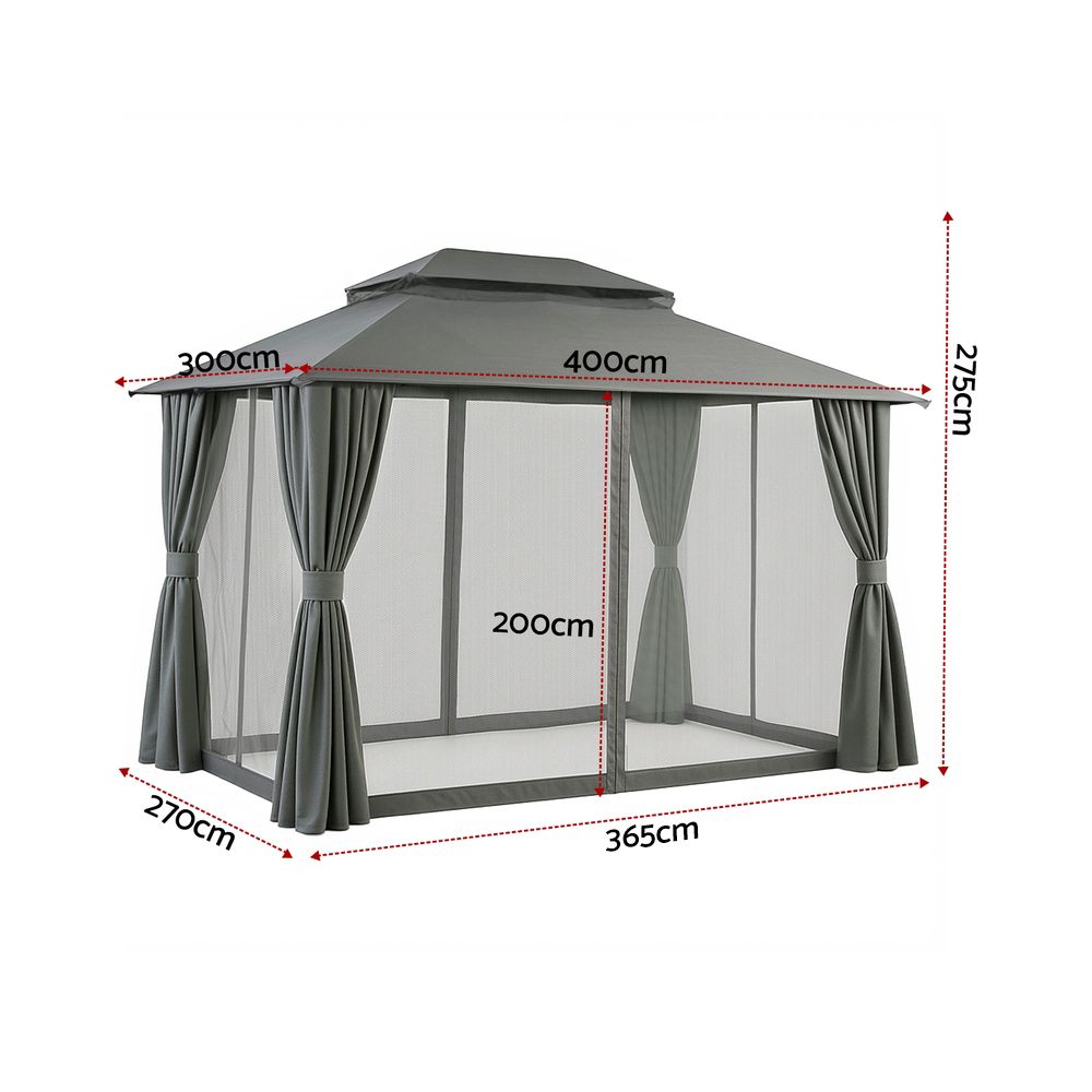 Instahut 3x4m Gazebo with Curtains and Mosquito Mesh, Outdoor Patio Tent
