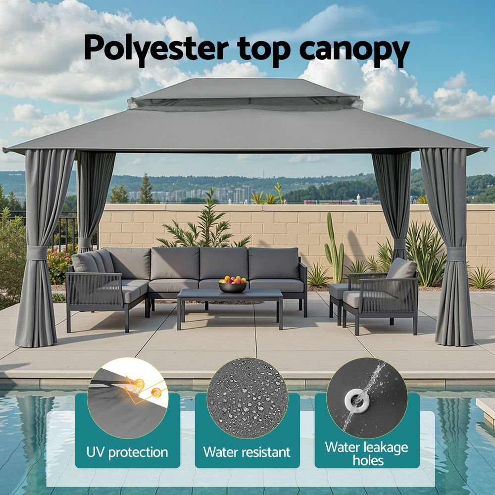 Instahut 3x4m Gazebo with Curtains and Mosquito Mesh, Outdoor Patio Tent