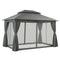 Gazebo 3x4m Canopy Outdoor Steel Frame Patio Tent Curtains Marquee Grey