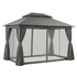 Gazebo 3x4m Canopy Outdoor Steel Frame Patio Tent Curtains Marquee Grey