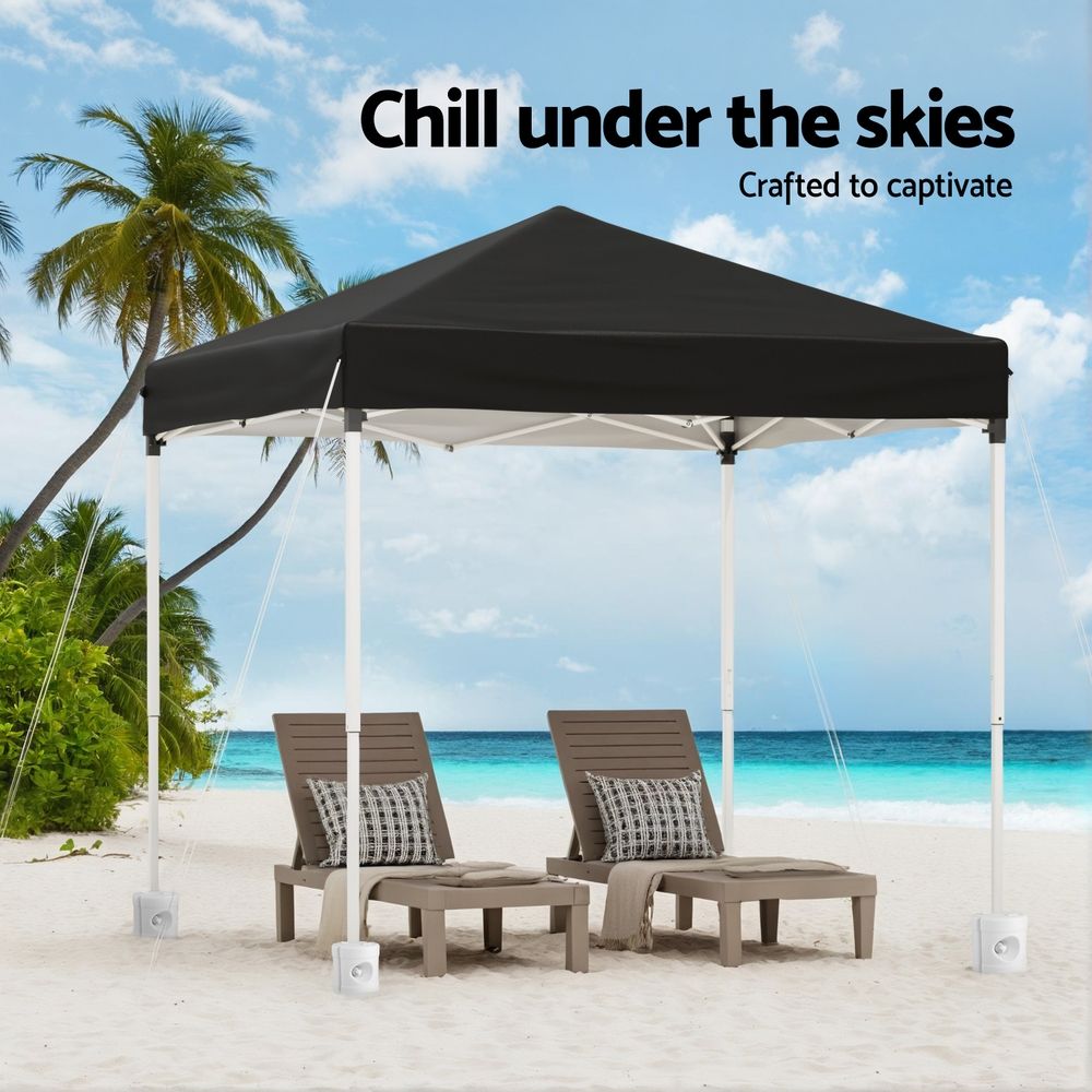 Gazebo 2x2m Outdoor Patio Garden Marquee Shade w/ Base Pods Black
