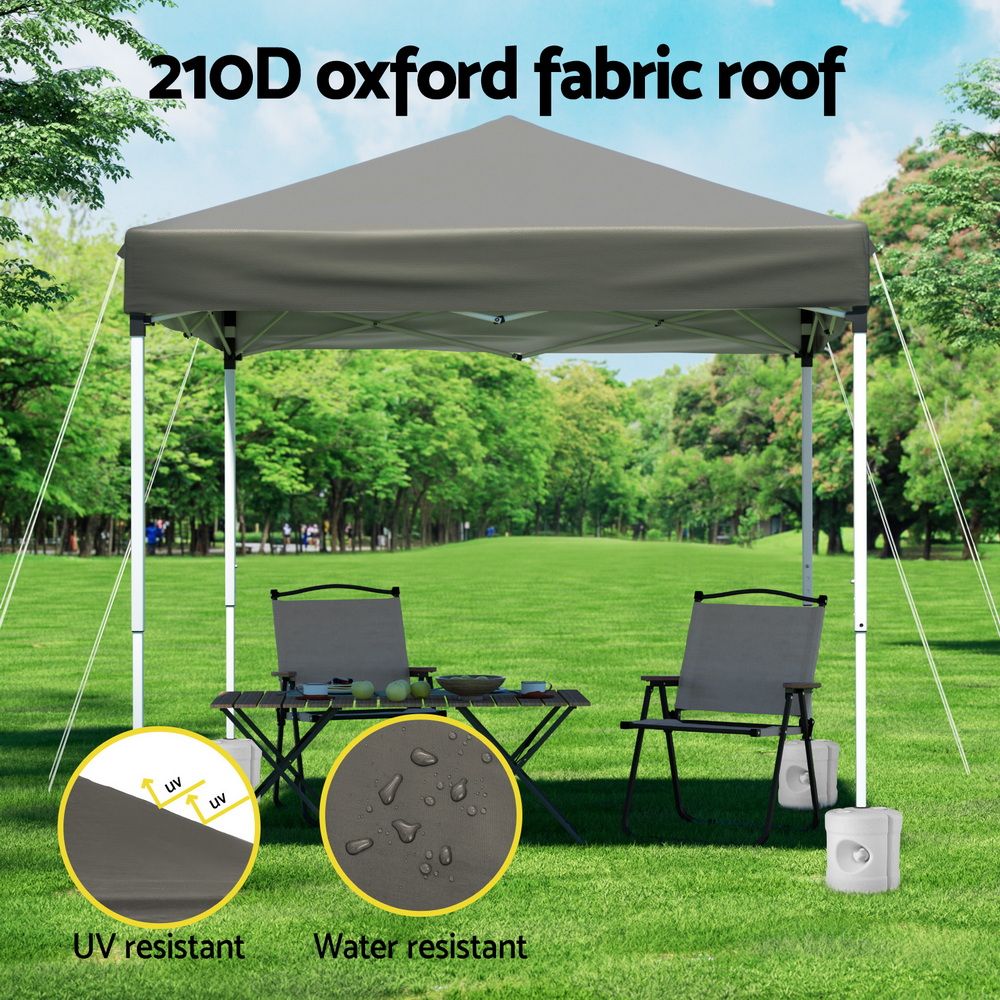 2x2m Outdoor Gazebo Patio Garden Marquee Canopy Shade with Base Pods - Grey