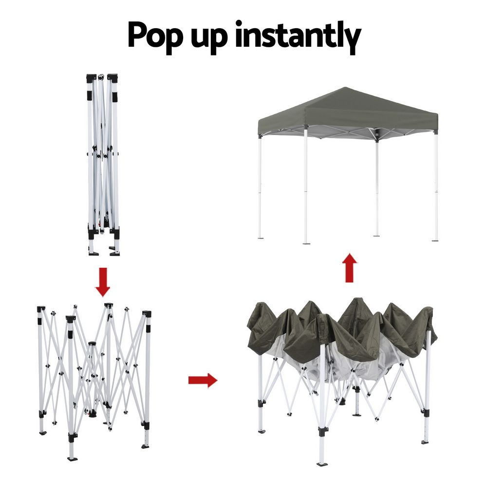 2x2m Outdoor Gazebo Patio Garden Marquee Canopy Shade with Base Pods - Grey