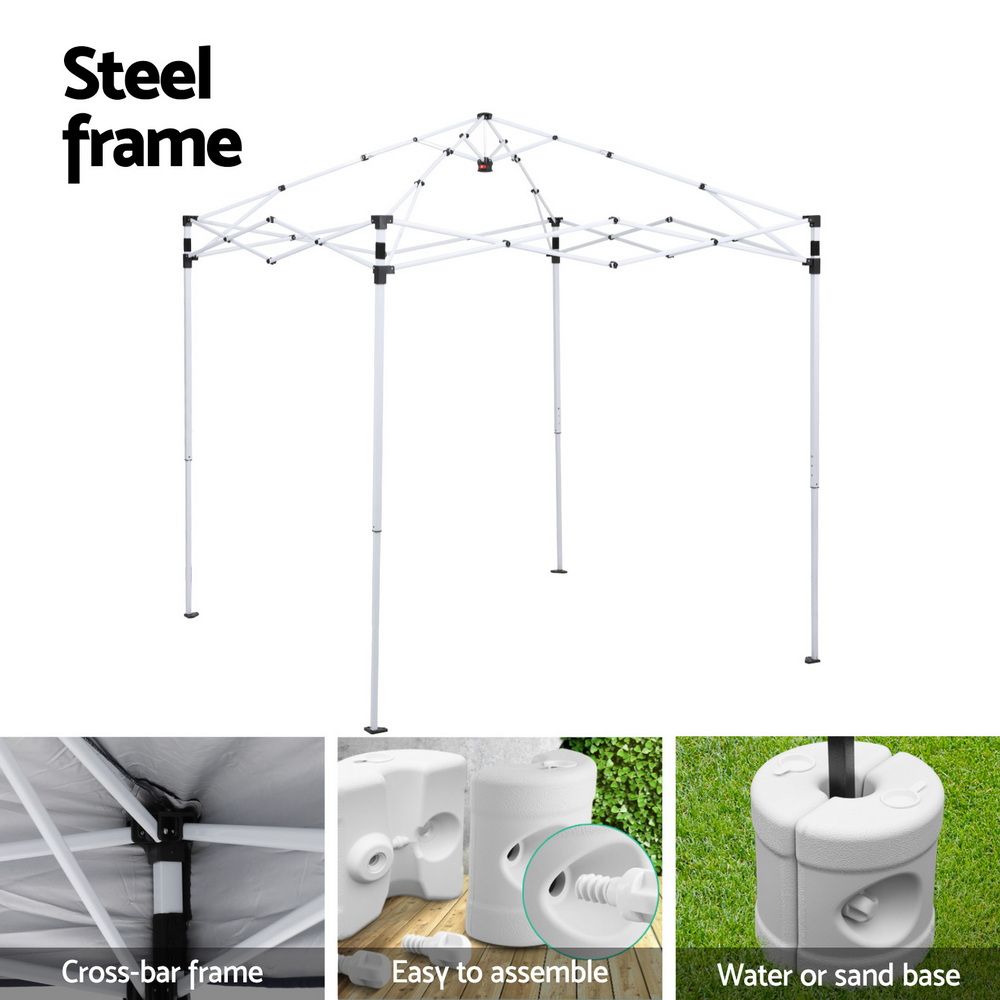 2x2m Outdoor Gazebo Patio Garden Marquee Canopy Shade with Base Pods - Grey