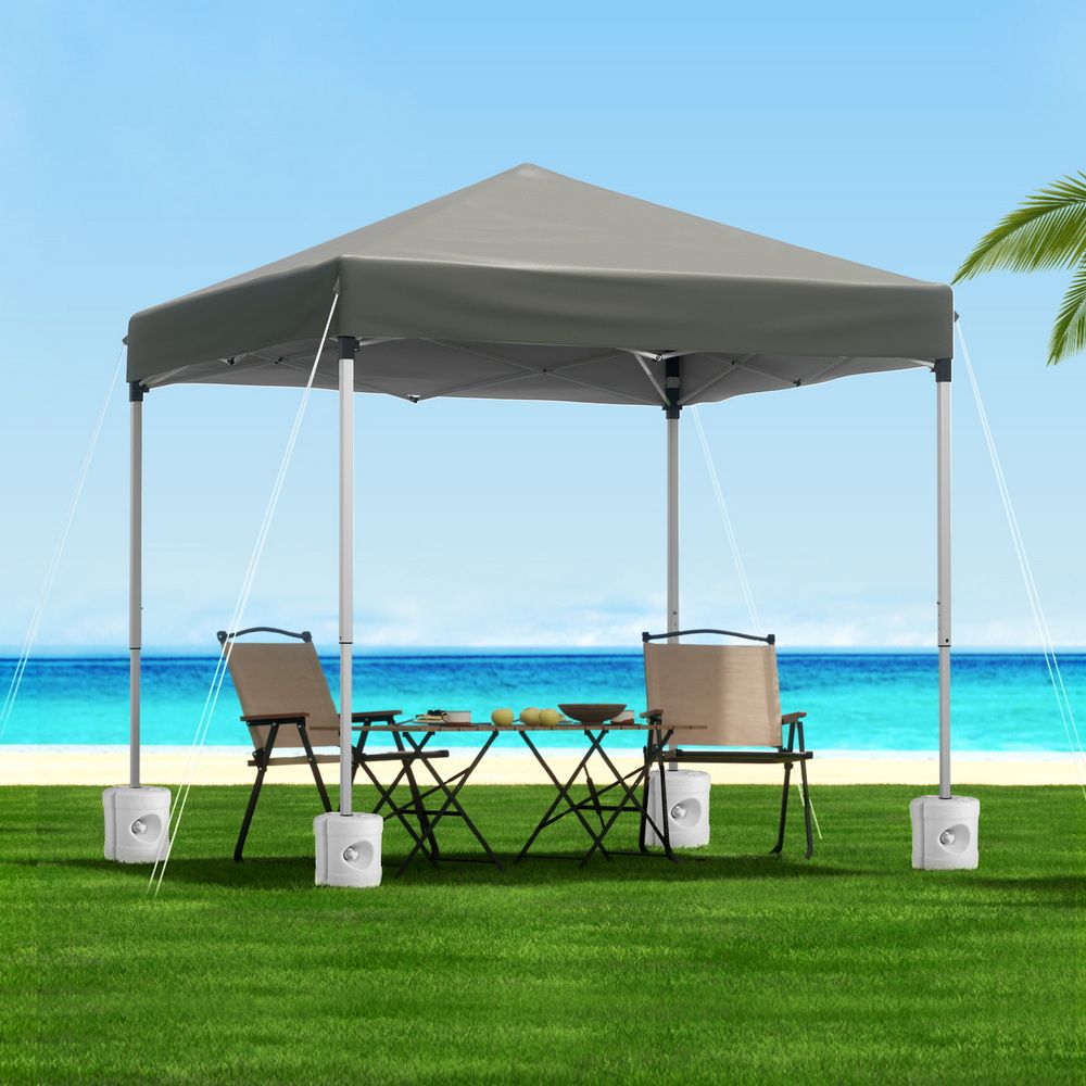 2x2m Outdoor Gazebo Patio Garden Marquee Canopy Shade with Base Pods - Grey
