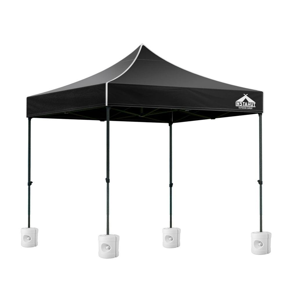 3x3m Pop Up Gazebo Heavy Duty 500D Steel Frame with Base Weights Black