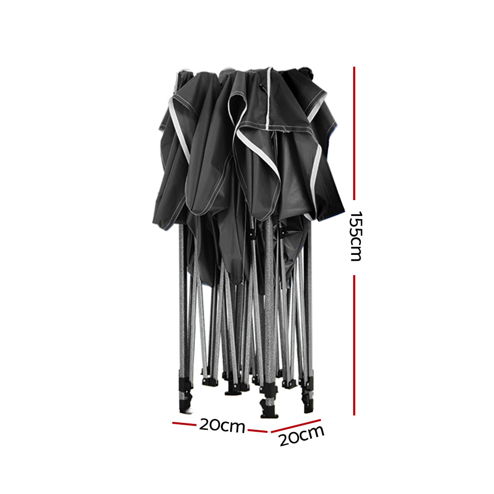 3x3m Pop Up Gazebo Heavy Duty 500D Steel Frame with Base Weights Black