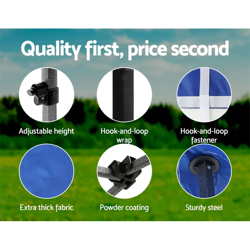 3×3m Pop Up Gazebo Blue – Outdoor Marquee with 4 Base Pods