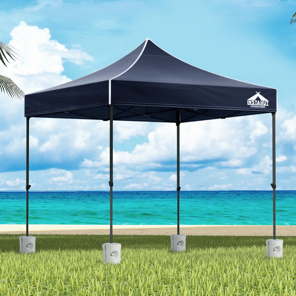 3x3m Pop Up Gazebo 500D Heavy Duty Canopy with Base Weights Navy