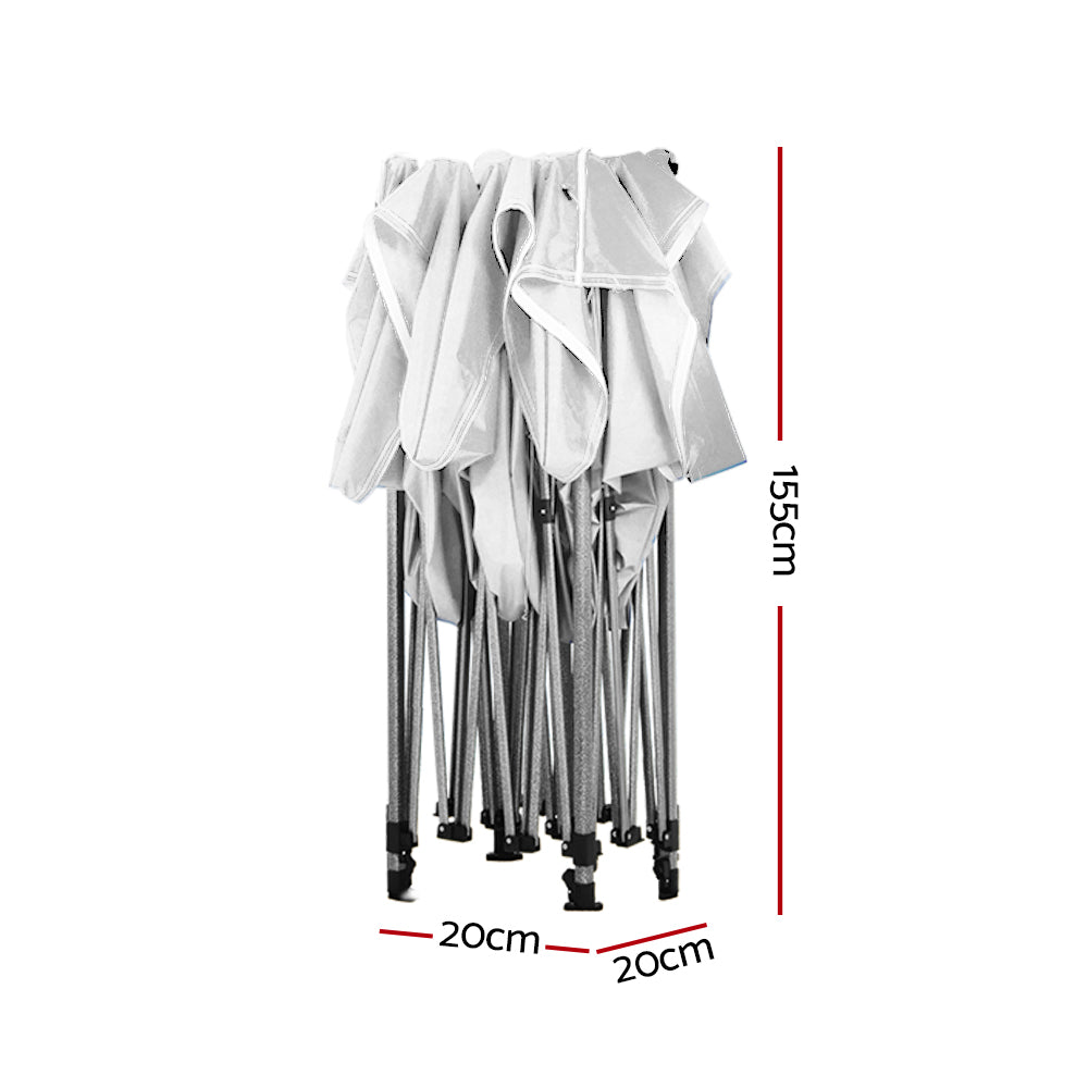3x3m Pop Up Gazebo Heavy Duty 500D Steel Frame with Base Weights White