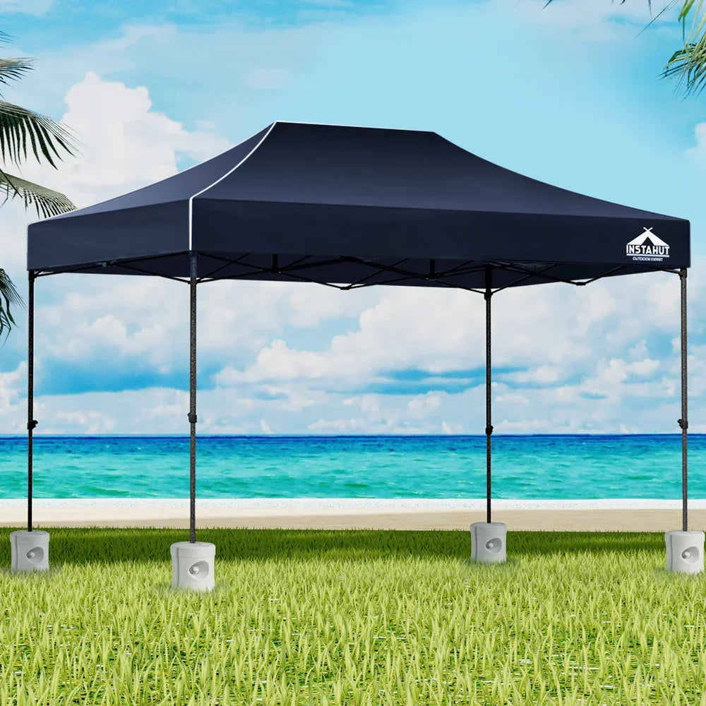 Gazebo Pop Up 3x4.5m w/Base Podx4 Marquee Folding Outdoor Wedding Camping Tent Shade Canopy Navy