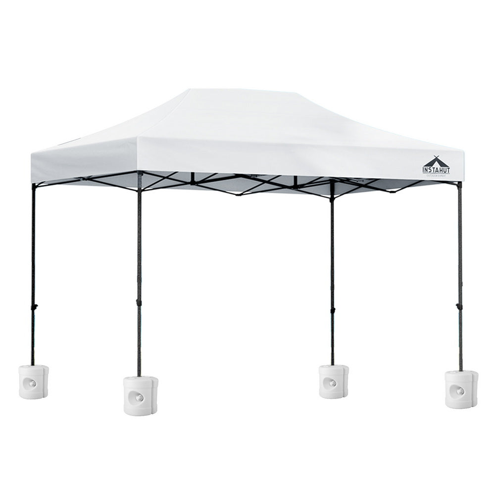 3x4.5m Pop Up Gazebo Canopy Tent White with 4 Weighted Base Pods