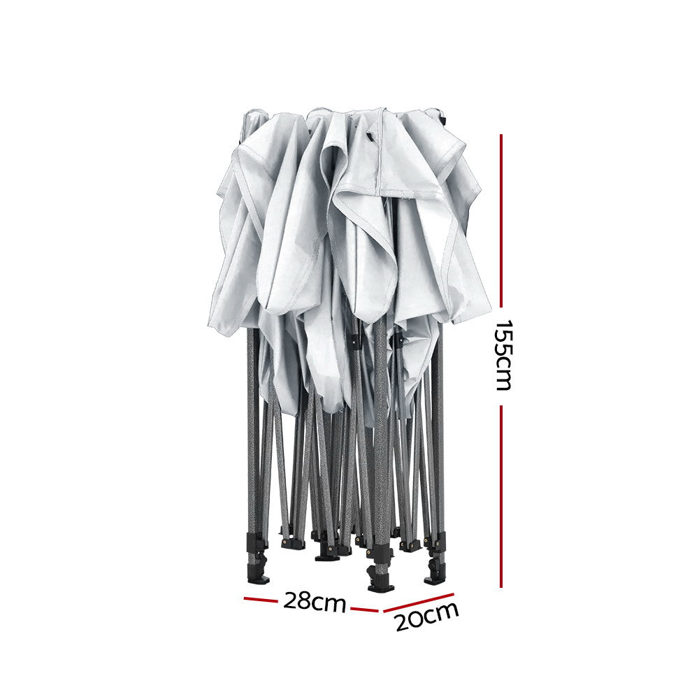 3x4.5m Pop Up Gazebo Canopy Tent White with 4 Weighted Base Pods