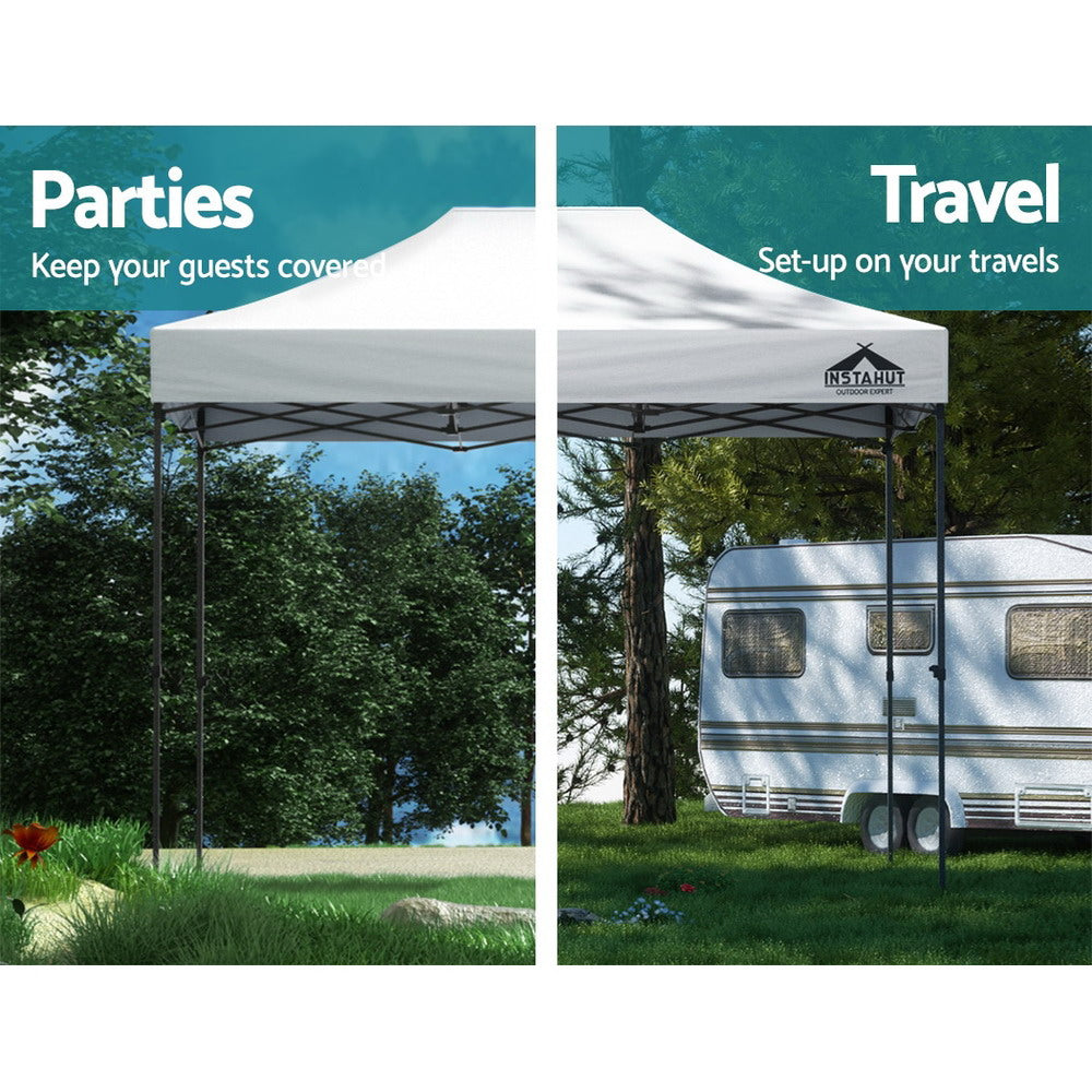 3x4.5m Pop Up Gazebo Canopy Tent White with 4 Weighted Base Pods