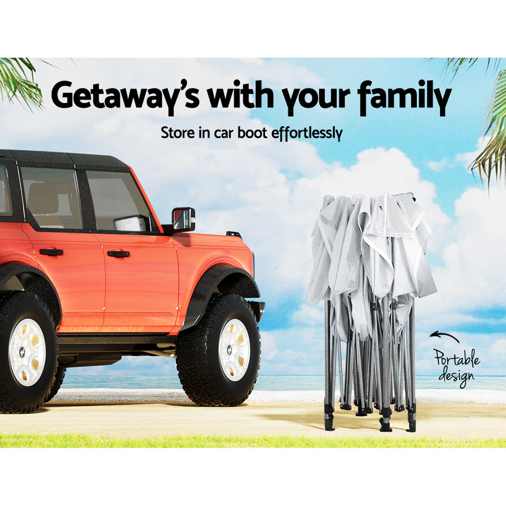 3x4.5m Pop Up Gazebo Canopy Tent White with 4 Weighted Base Pods