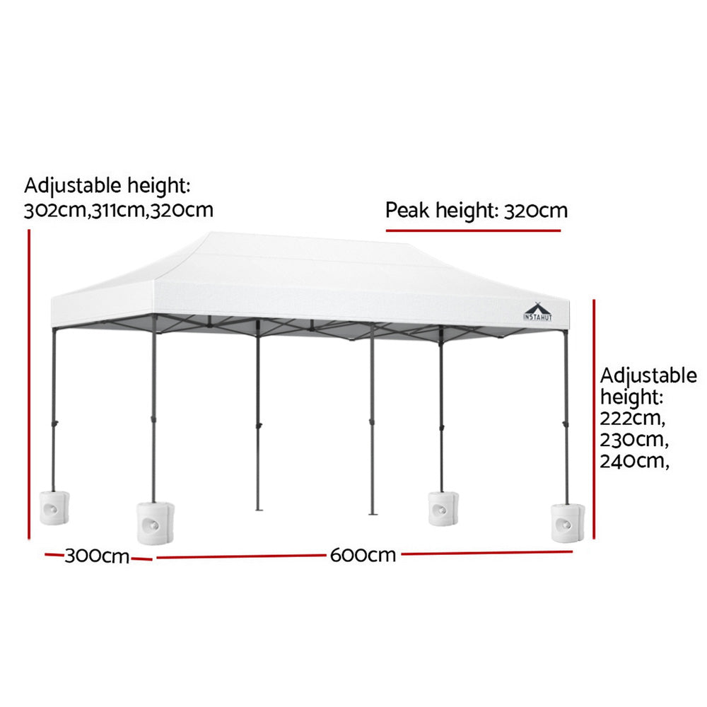 3x6m Heavy Duty Gazebo Canopy Tent with Base Weights 500D Oxford