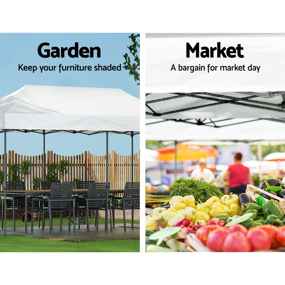 3x6m Heavy Duty Gazebo Canopy Tent with Base Weights 500D Oxford