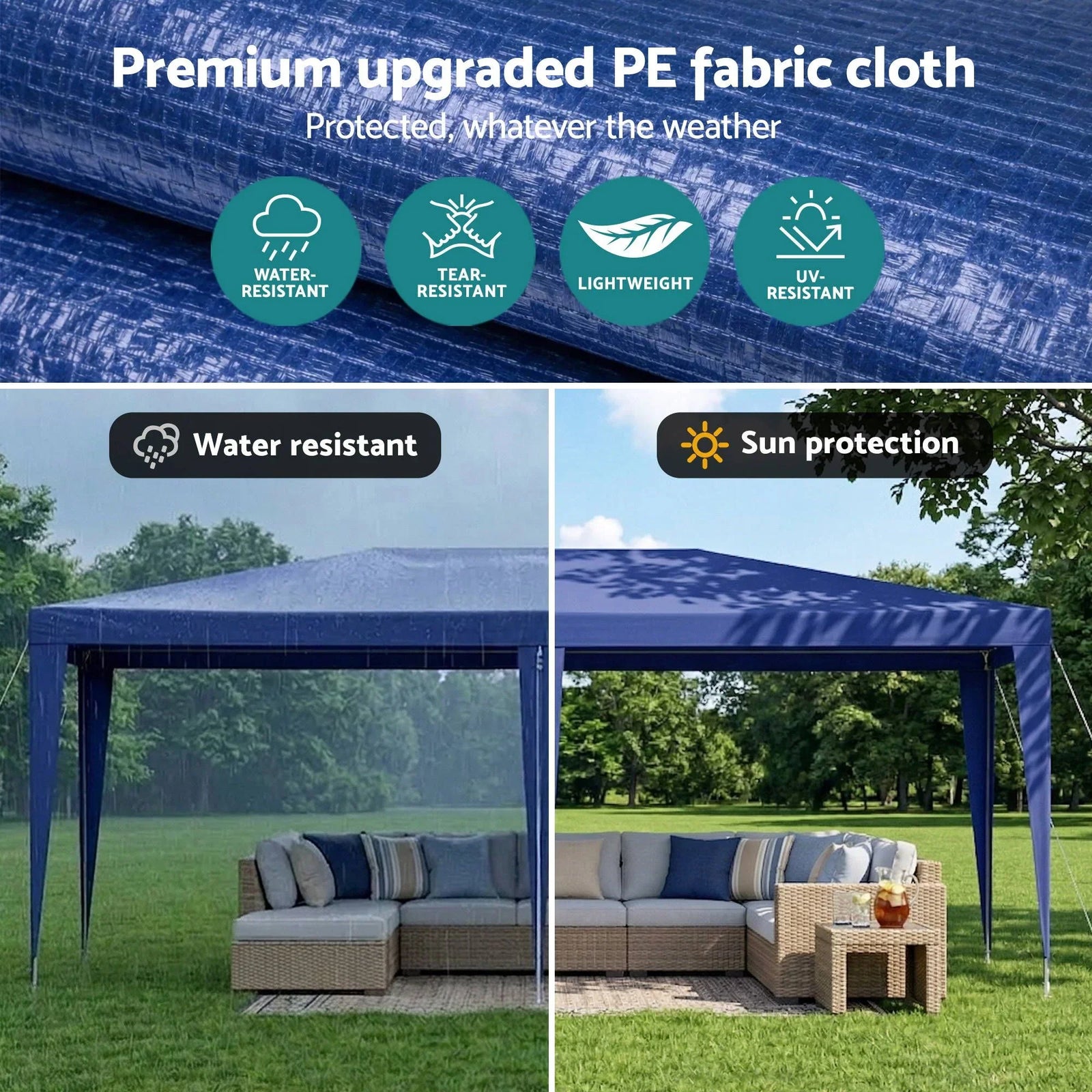 Gazebo 3x6m Wedding Party Marquee Tent Outdoor Event Camping Canopy Shade Blue