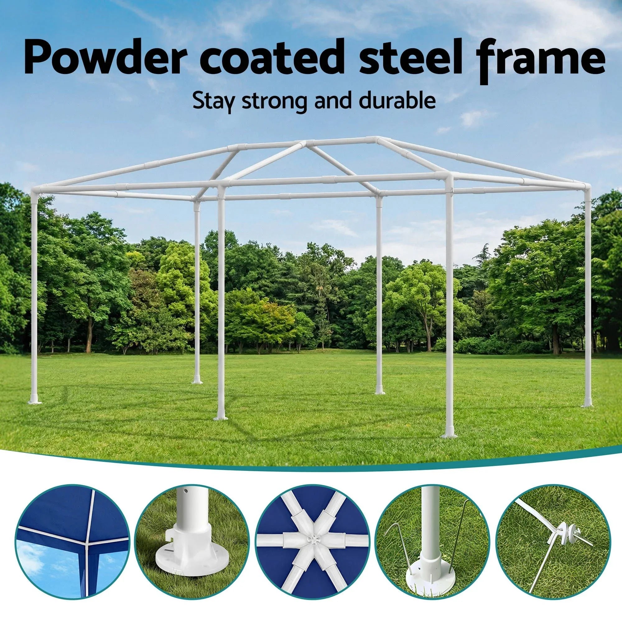 Gazebo 3x6m Wedding Party Marquee Tent Outdoor Event Camping Canopy Shade Blue