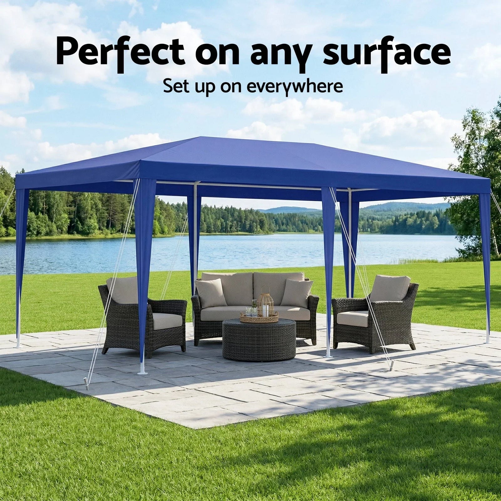 Gazebo 3x6m Wedding Party Marquee Tent Outdoor Event Camping Canopy Shade Blue