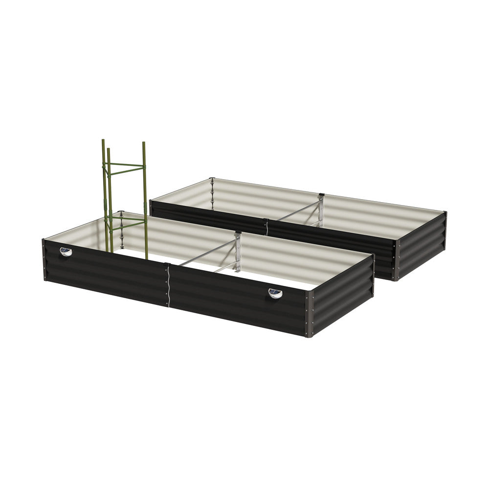 2x Garden Bed 210x90x30cm LED Plant Stand Box Galvanise