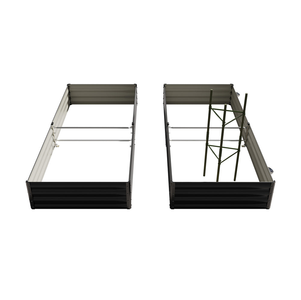 2x Garden Bed 210x90x30cm LED Plant Stand Box Galvanise