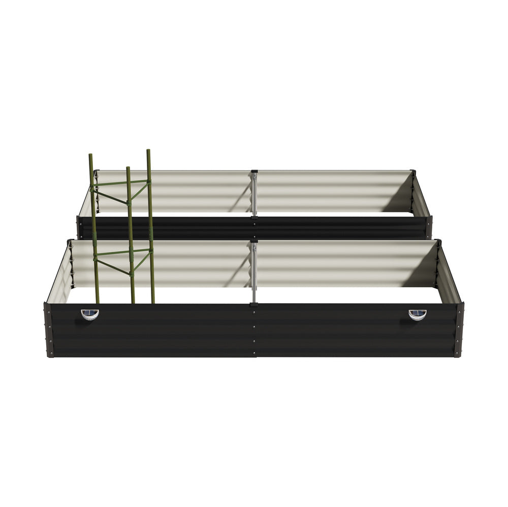 4x Garden Bed 210x90x30cm LED Plant Stand Box Galvanise