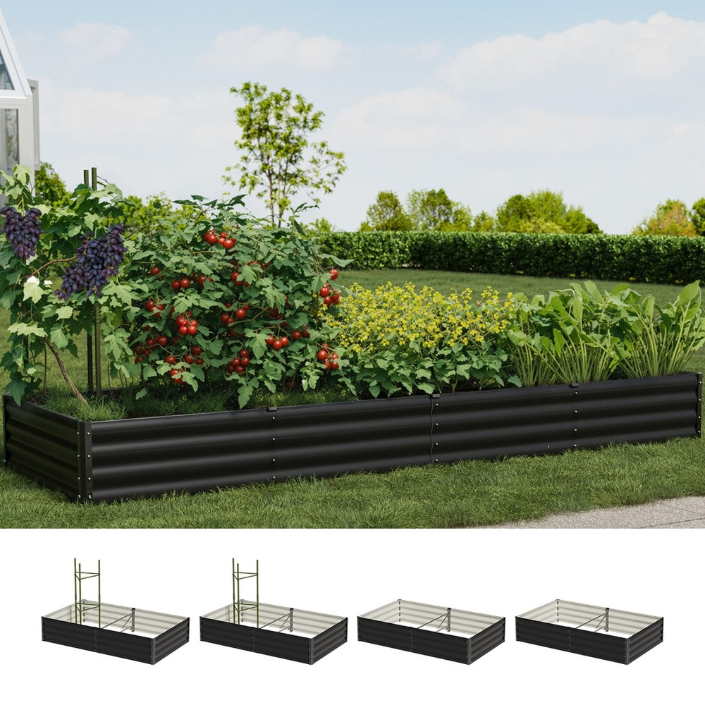 Livsip 2x Garden Bed 290x90x30cm Planter Stand Box Galvanise