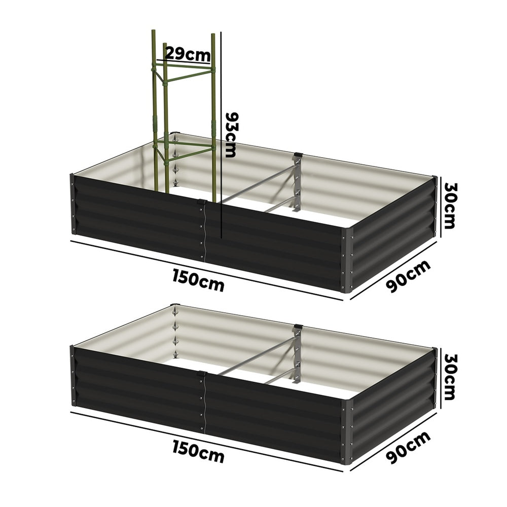 Livsip 2x Garden Bed 290x90x30cm Planter Stand Box Galvanise