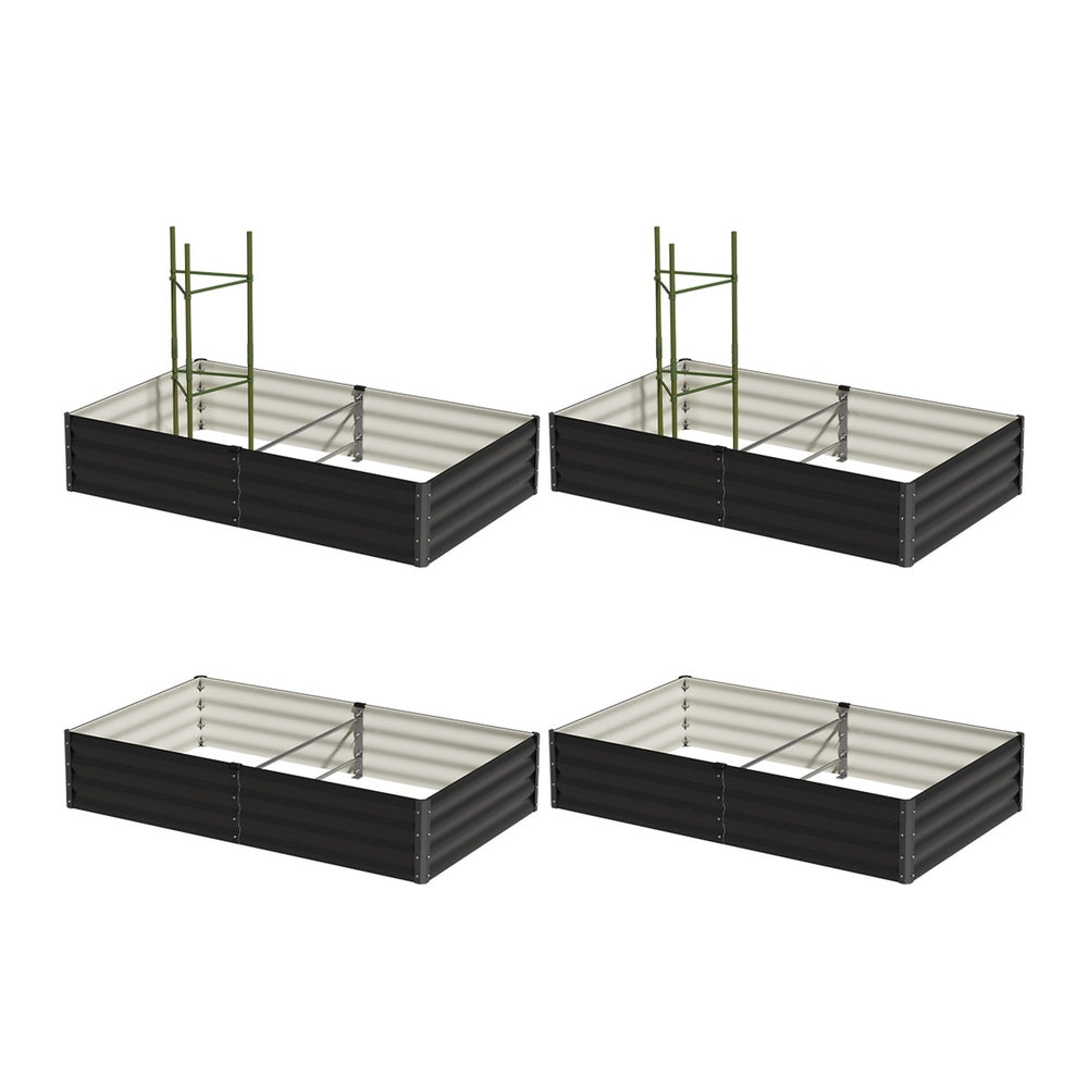 Livsip 2x Garden Bed 290x90x30cm Planter Stand Box Galvanise