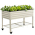 Mobile Raised Garden Bed With Wheels Storage Shelf 81cm Height for Vegetables Herb White