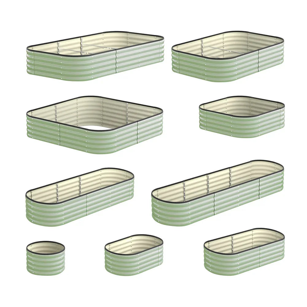 9‑in‑1 Modular Galvanised Steel Garden Bed – Aluminium Green 40cm High