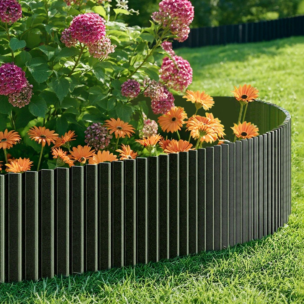 Livsip Garden Edging 10mx30cm Lawn Edge Border Fence Steel Black