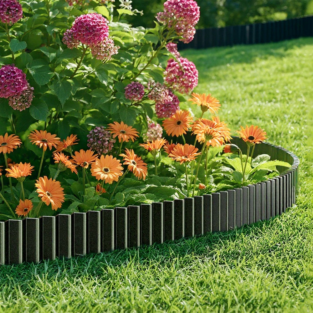 Livsip Garden Edging 20mx15cm Lawn Edge Border Fence Steel Black