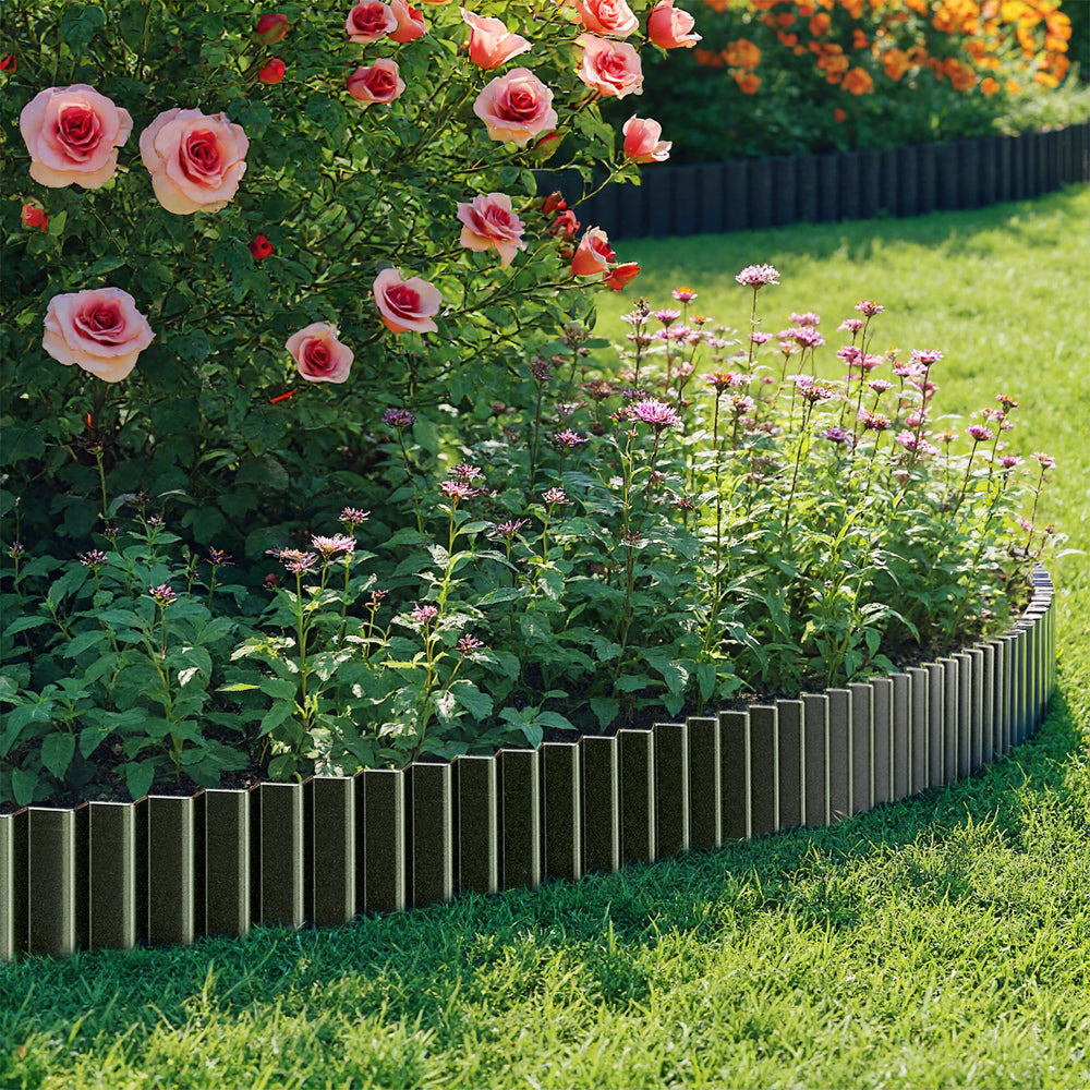 Livsip Garden Edging 20mx15cm Lawn Edge Border Fence Steel Black