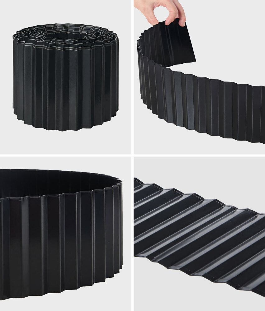 Livsip Garden Edging 20mx15cm Lawn Edge Border Fence Steel Black